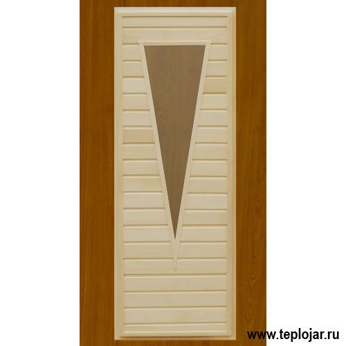 Двери банные деревянные.Дверь со стеклом тип №1 (Липа) 0,7м х 1,9м