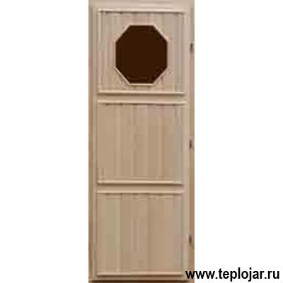 Двери банные деревянные.Дверь со стеклом тип №2 (Липа) 0,7м х 1,9м