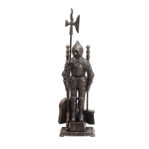 Каминный набор D50011АGК (80х20, рыцарь, 4 предмета, античное золото/черный)