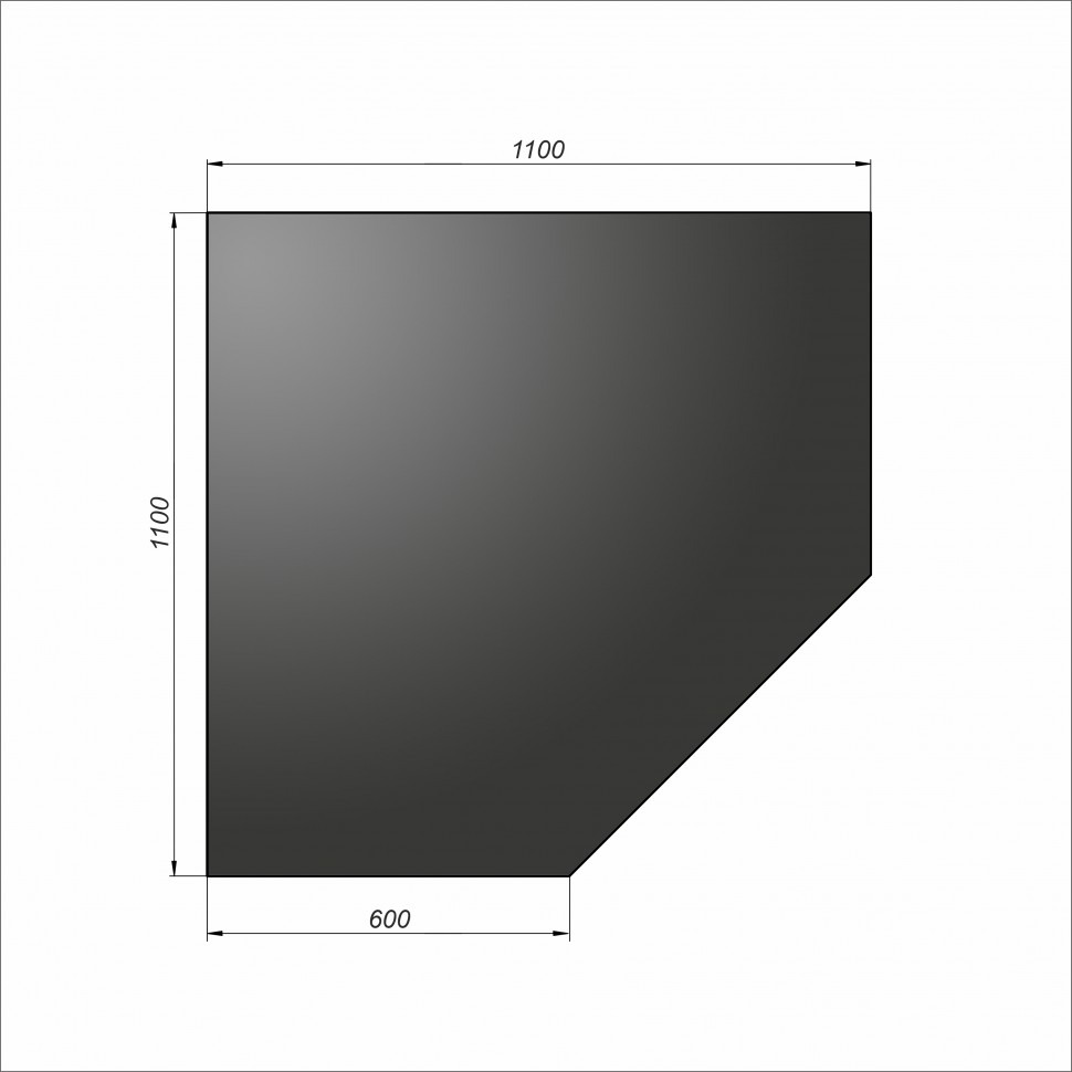 Лист напольный угловой Везувий, 2мм, черный 1100х1100х2
